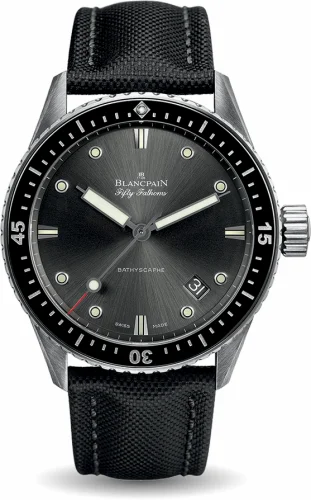 Blancpain Fifty Fathoms Bathyscaphe Stainless Steel / Grey / Black Canvas 5000-1110-B52A
