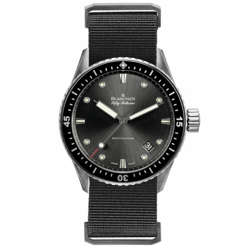 Blancpain Fifty Fathoms Bathyscaphe Stainless Steel / Grey / Grey Nato 5000-1110-NABA