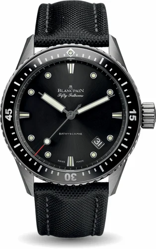 Blancpain Fifty Fathoms Bathyscaphe Titanium / Black / Black Canvas 5000-1230-B52A