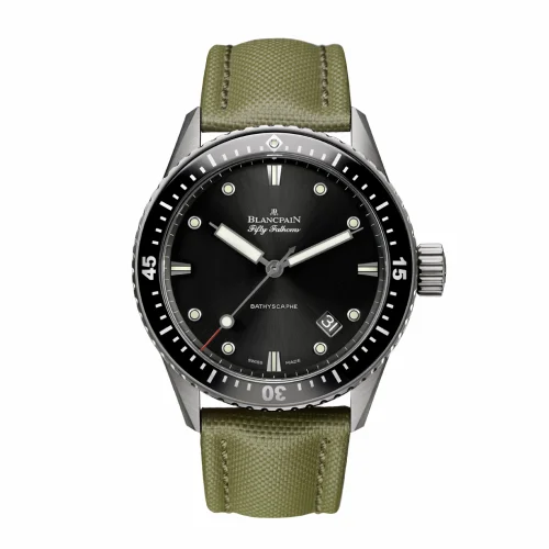 Blancpain Fifty Fathoms Bathyscaphe Titanium / Black / Sand Canvas 5000-1230-K52A