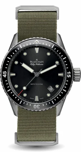 Blancpain Fifty Fathoms Bathyscaphe Titanium / Black / Sand Nato 5000-1230-NAKA