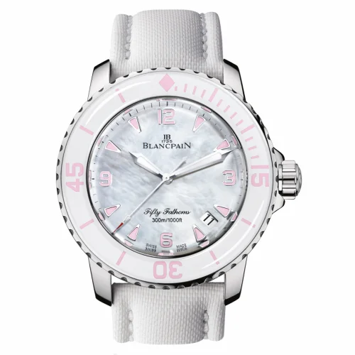 Blancpain Fifty Fathoms Automatique Stainless Steel / Mother of Pearl / White Canvas 5015-1144-52