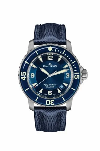 Blancpain Fifty Fathoms Titanium / Blue / Sailcloth 5015-12B40-O52A
