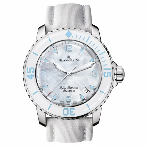 Blancpain Fifty Fathoms Automatique Stainless Steel / White Mother Of Pearl / White Canvas 5015A-1144-52A