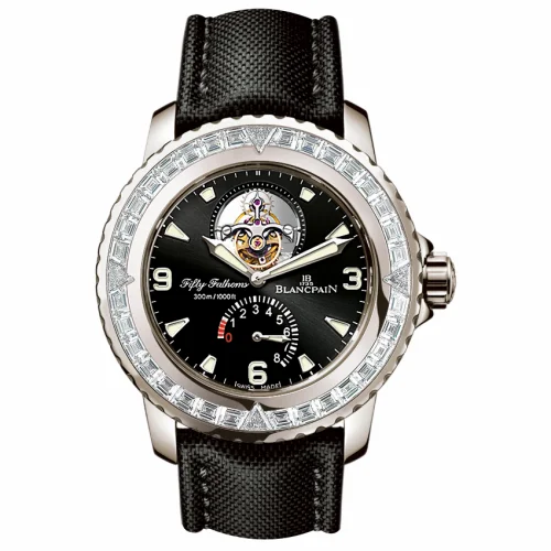 Blancpain Fifty Fathoms Tourbillon 8 Jours White Gold / Diamonds / Black Canvas 5025-5230-52A