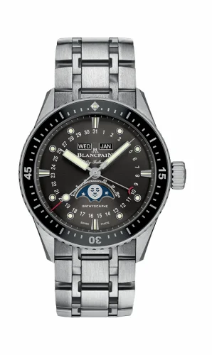 Blancpain Fifty Fathoms Bathygraphe Quantième Complet Black / Grey / Stainless Steel 5054-1110-70B