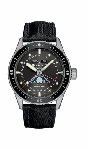 Blancpain Fifty Fathoms Bathygraphe Quantième Complet Black / Grey / Black Canvas 5054-1110-B52A