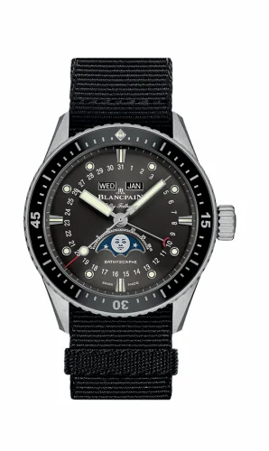 Blancpain Fifty Fathoms Bathygraphe Quantième Complet Black / Grey / Black NATO 5054-1110-NABA