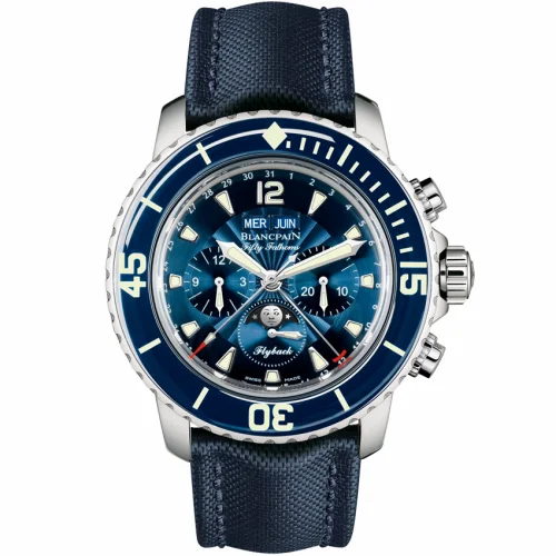 Blancpain Fifty Fathoms Chronographe Flyback Quantieme Complet Stainless Steel / Blue / Blue Canvas 5066F-1140-52B