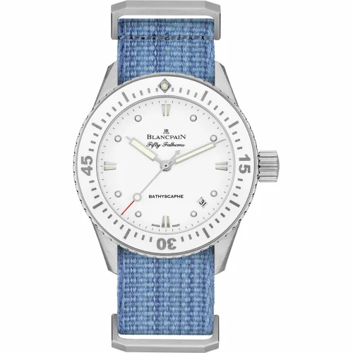 Blancpain Fifty Fathoms Bathyscaphe Stainless Steel / White / Jeans Nato 5100-1127-NAJ