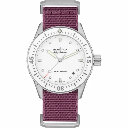 Blancpain Fifty Fathoms Bathyscaphe Stainless Steel / White / Bordeaux Nato 5100-1127-NAV