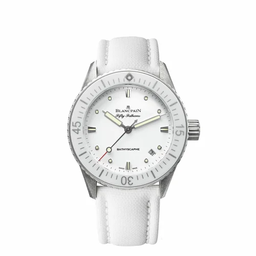 Blancpain Fifty Fathoms Bathyscaphe Stainless Steel / White / White Canvas 5100-1127-W52A
