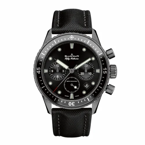 Blancpain Fifty Fathoms Bathyscaphe Flyback Chronograph Black Ceramic / Black / Black Canvas 5200-0130-B52A