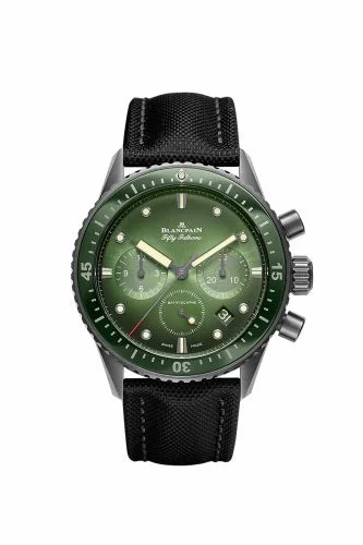 Blancpain Fifty Fathoms Bathyscaphe Flyback Chronograph Black Ceramic / Green / Canvas 5200-0153-B52A