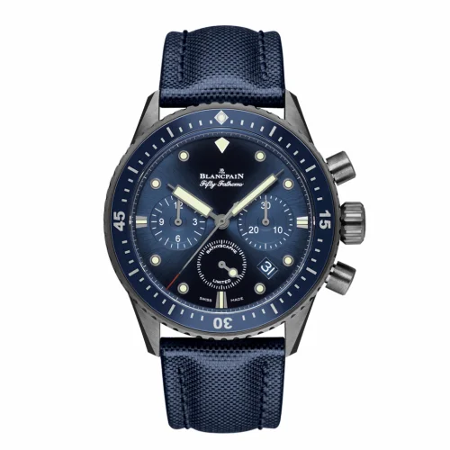 Blancpain Fifty Fathoms Bathyscaphe Flyback Chronograph Grey Ceramic / Blue / Blue Canvas 5200-0240-52A