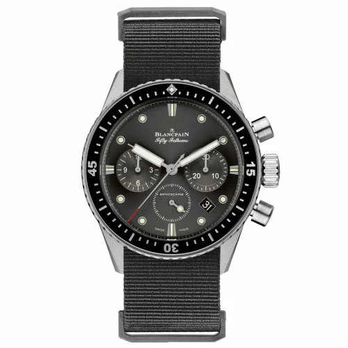 Blancpain Fifty Fathoms Bathyscaphe Flyback Chronograph Stainless Steel / Grey / Black Nato 5200-1110-NABA
