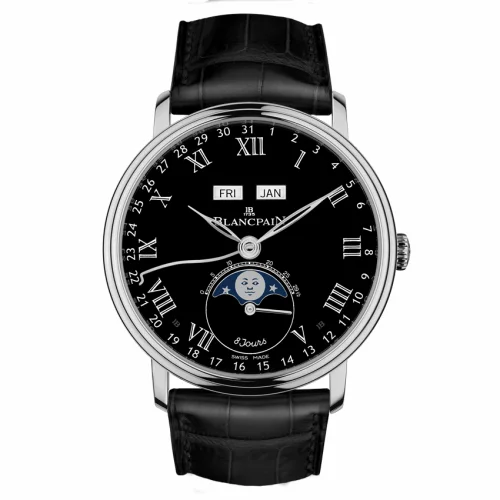 Blancpain Villeret Quantieme Complet 8 Jours White Gold / Black Enamel 6639-3437-55B