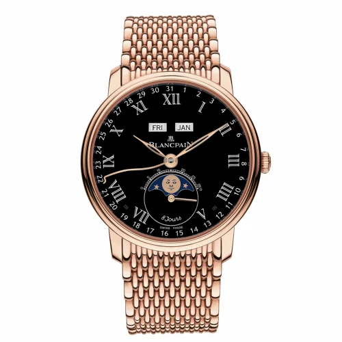 Blancpain Villeret Quantieme Complet 8 Jours Red Gold / Black Enamel / Bracelet 6639-3637-MMB