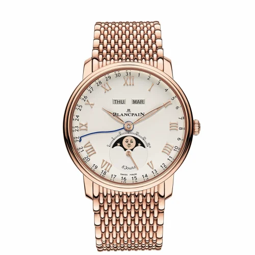 Blancpain Villeret Quantieme Complet 8 Jours Red Gold / White / Bracelet 6639-3642-MMB
