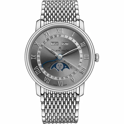 Blancpain Villeret Quantième Complet 40mm Stainless Steel / Grey / Bracelet 6654-1113-MMB