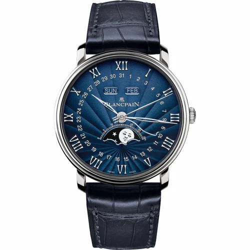 Blancpain Villeret Quantième Complet 40mm White Gold / Flinqué 6654-1529-55B