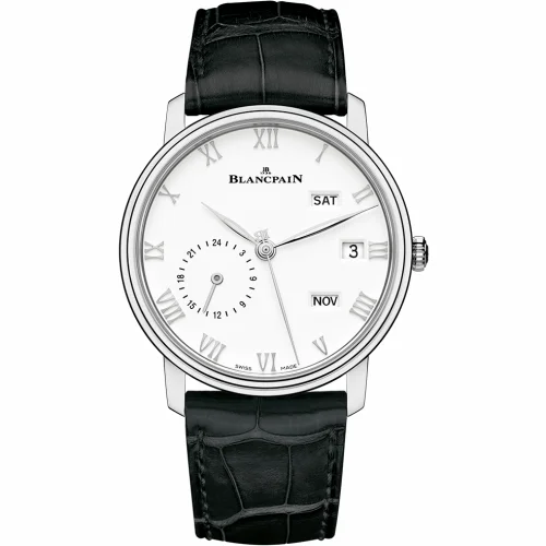 Blancpain Villeret Quantième Annuel GMT Stainless Steel / White 6670-1127-55