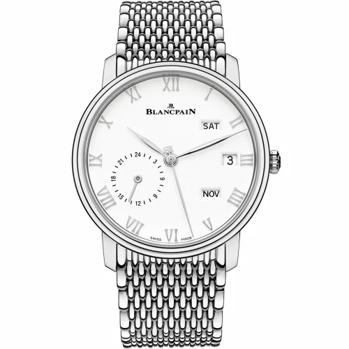Blancpain Villeret Quantième Annuel GMT Stainless Steel / White / Bracelet 6670-1127-MMB