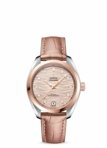Omega Seamaster Aqua Terra 150M Master Chronometer 34 Stainless Steel / Sedna Gold / Grey - Diamond / Alligator 220.23.34.20.59.001