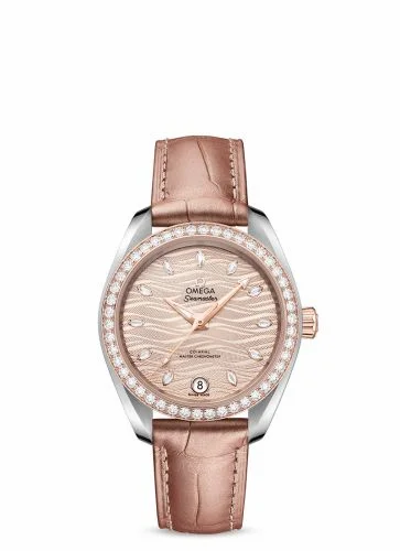 Omega Seamaster Aqua Terra 150M Master Chronometer 34 Stainless Steel / Sedna Gold / Diamond / Grey - Diamond / Alligator 220.28.34.20.59.001