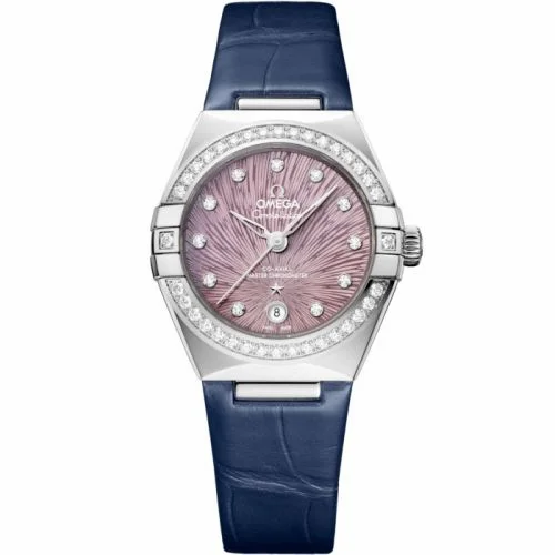 Omega Constellation Manhattan 29 Co-Axial Master Chronometer Stainless Steel - Diamond / Lilac Supernova / Alligator 131.18.29.20.60.001