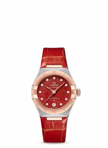 Omega Constellation Manhattan 29 Co-Axial Master Chronometer Stainless Steel / Sedna Gold / Red Aventurine 131.23.29.20.99.002