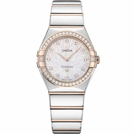 Omega Constellation Manhattan 28 Quartz Stainless Steel - Moonshine Gold - Diamond / MOP Supernova 131.25.28.60.55.003
