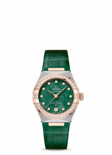 Omega Constellation Manhattan 29 Co-Axial Master Chronometer Stainless Steel / Sedna Gold / Diamond / Green Aventurine 131.28.29.20.99.001