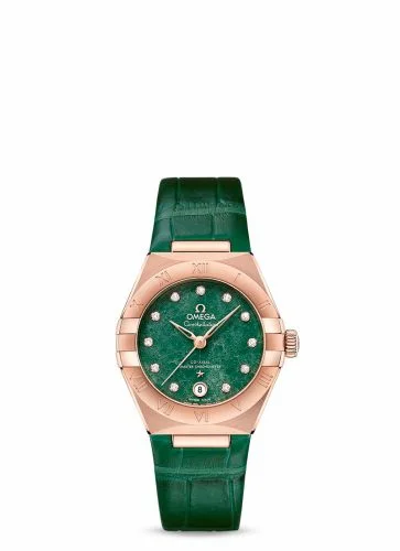 Omega Constellation Manhattan 29 Co-Axial Master Chronometer Sedna Gold / Green Aventurine 131.53.29.20.99.002
