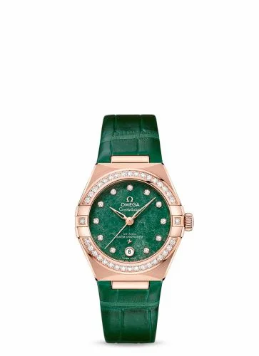 Omega Constellation Manhattan 29 Co-Axial Master Chronometer Sedna Gold / Diamond / Green Aventurine 131.58.29.20.99.004
