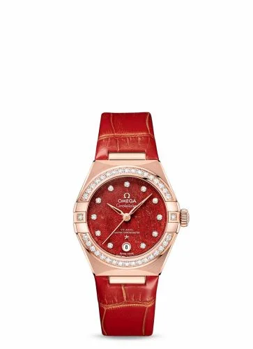 Omega Constellation Manhattan 29 Co-Axial Master Chronometer Sedna Gold / Diamond / Red Aventurine 131.58.29.20.99.005