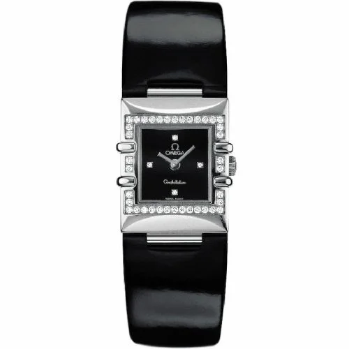 Omega Constellation Quadra Quartz 19.3 Stainless Steel - Diamond / Black / Strap 1835.46.51