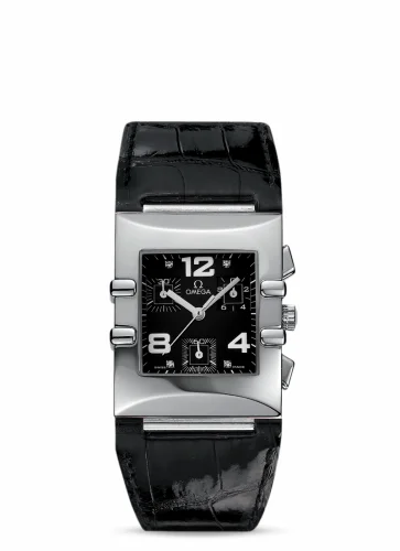 Omega Constellation Quadra Quartz 28 Chronograph Stainless Steel / Black / Alligator 1841.55.11