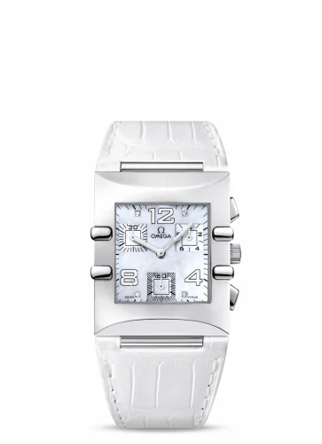 Omega Constellation Quadra Quartz 28 Chronograph Stainless Steel / MOP/ Alligator 1841.75.36
