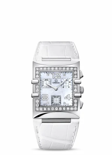 Omega Constellation Quadra Quartz 28 Chronograph Stainless Steel / Diamond / MOP/ Alligator 1847.75.36