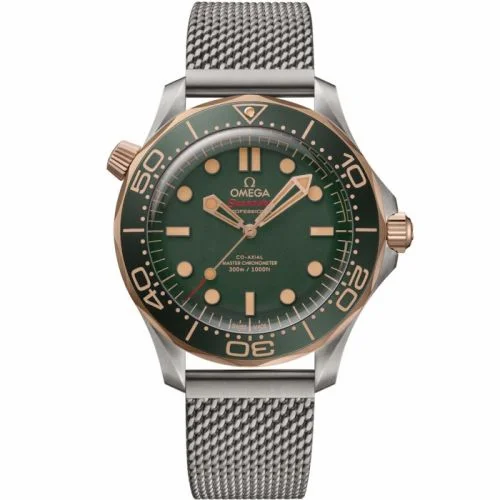 Omega Seamaster Diver 300M Master Co-Axial 42 Titanium - Bronze Gold / Green / Bracelet 210.90.42.20.10.001