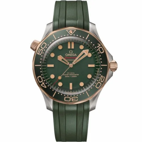 Omega Seamaster Diver 300M Master Co-Axial 42 Titanium - Bronze Gold / Green / Rubber 210.92.42.20.10.001
