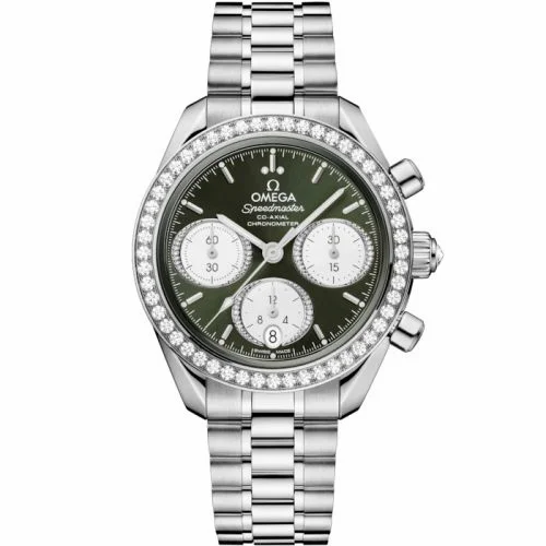 Omega Speedmaster Date 38 Stainless Steel - Diamond / Green / Bracelet 324.15.38.50.60.001
