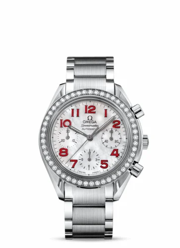 Omega Speedmaster Reduced Ladies Stainless Steel / Diamond / MOP / Red / Bracelet 3535.79.00