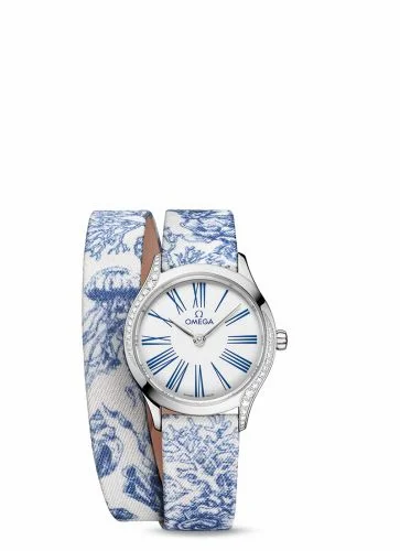 Omega Mini Trésor Quartz 26 Stainless Steel - Diamond / White - Blue / Toile de Jouy - Double Tour 428.17.26.60.04.001