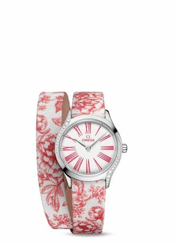 Omega Mini Trésor Quartz 26 Stainless Steel - Diamond / White - Rose / Toile de Jouy - Double Tour 428.17.26.60.04.003