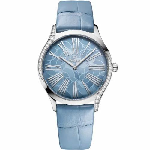 Omega De Ville Trésor 36 Stainless Steel / Blue - Hydrangea / Alligator 428.18.36.60.03.002