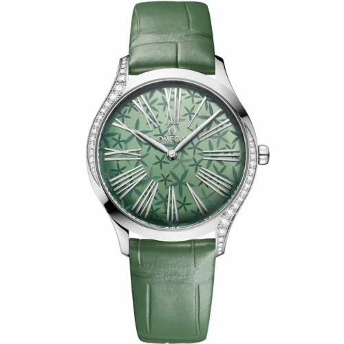 Omega De Ville Trésor 36 Stainless Steel / Green - Jasmine / Alligator 428.18.36.60.10.002