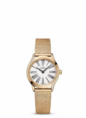 Omega Mini Trésor Quartz 26 Moonshine Gold - Diamond / White / Mesh 428.55.26.60.04.001