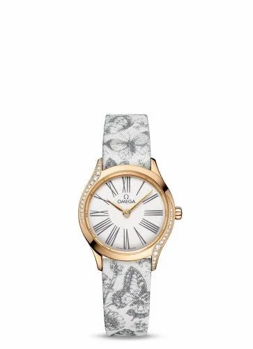Omega Mini Trésor Quartz 26 Moonshine Gold - Diamond / White - Grey / Toile de Jouy 428.57.26.60.04.002